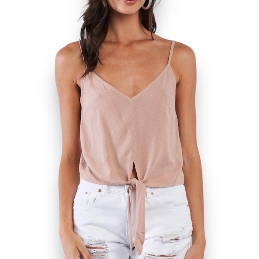 Mustard Seed - Smokey Rose Front Tie Cami Top Size M